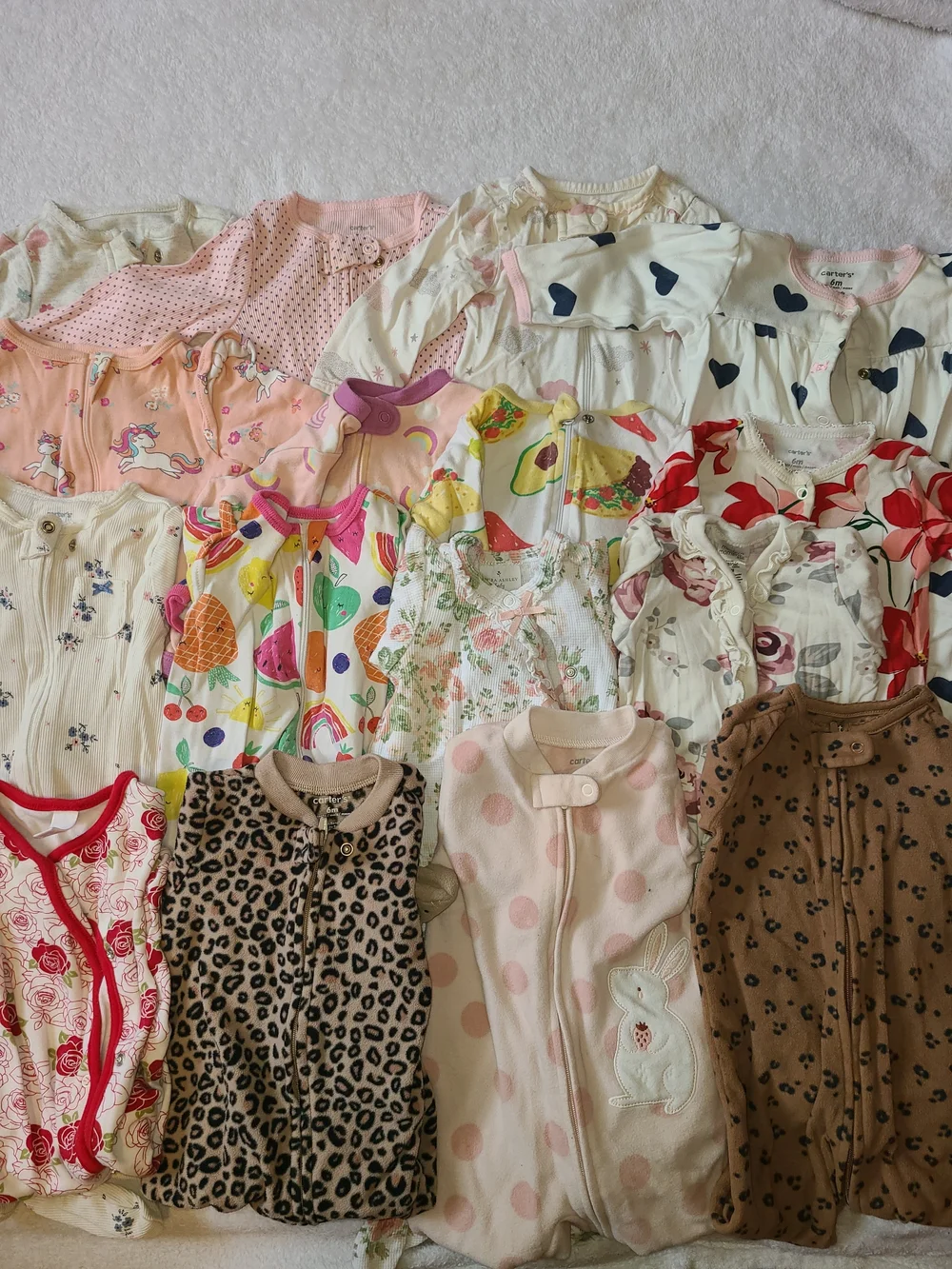 Mixed Baby Girl Sleepers & Onesies - Pastel Florals, Hearts, Animal Prints